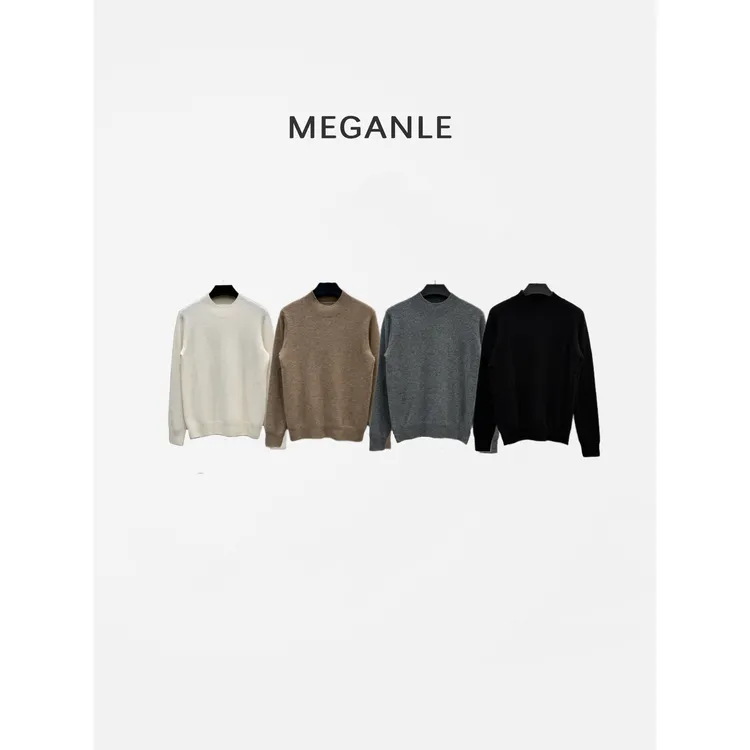 【回馈打底】MEGANLE 100山羊绒软糯亲肤半高领长袖针织上衣2025281