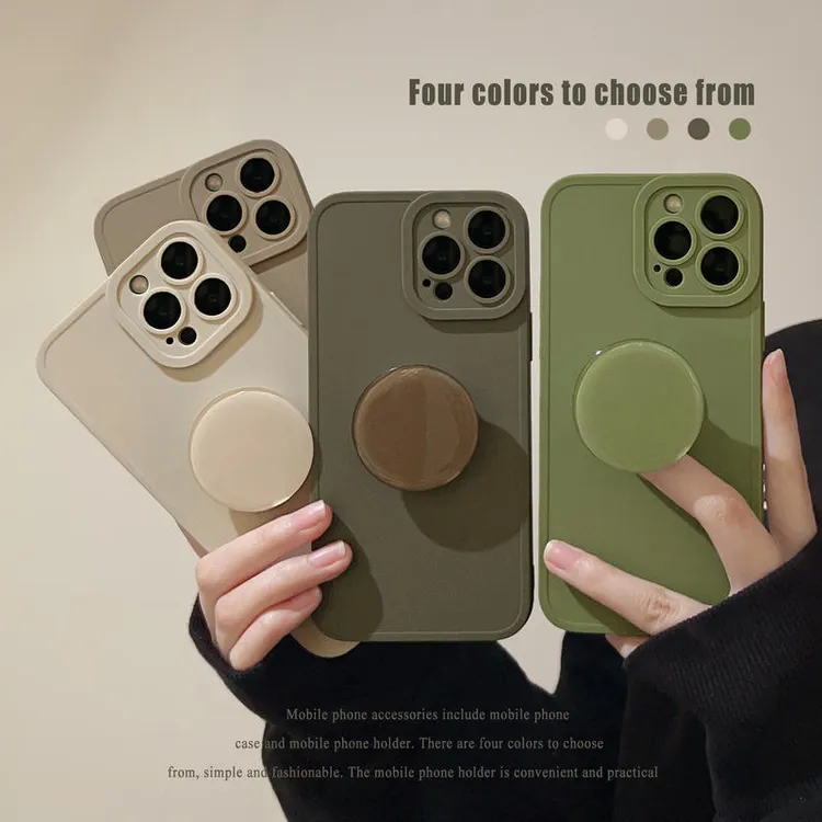 ins莫兰迪支架iPhone16苹果手机壳14pro max支架13秋冬复古15适用