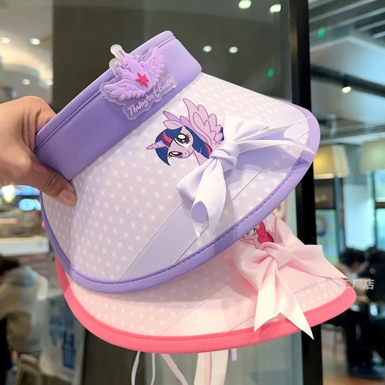 儿童帽子爱莎公主空顶帽夏轻薄女童宝宝大檐遮阳帽小孩防晒太阳帽