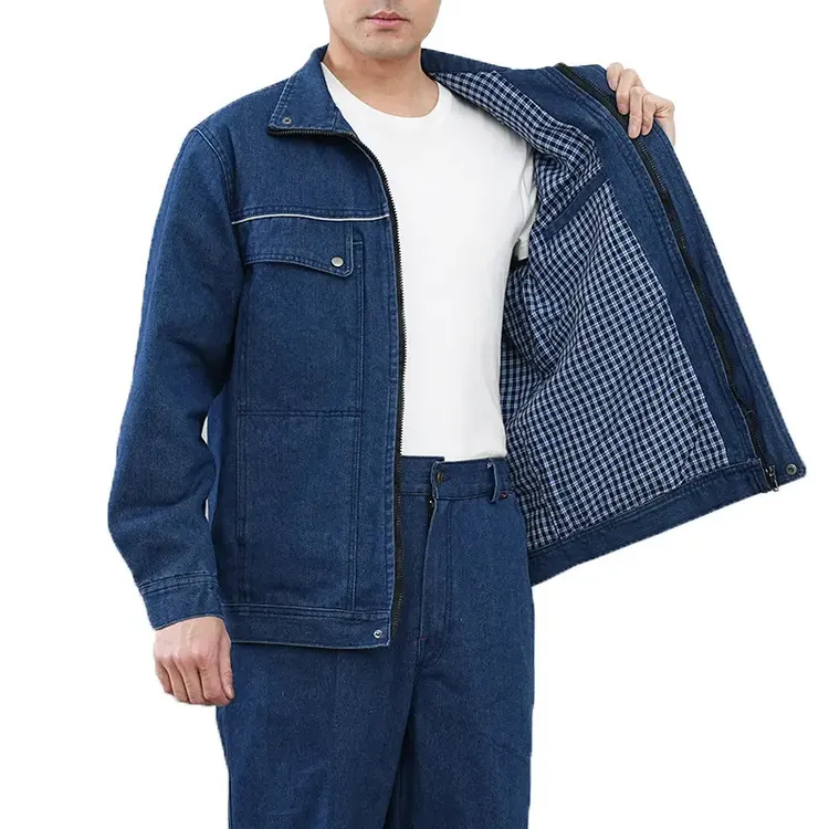 牛仔工作服套装加厚耐磨电焊劳动防烫焊工劳保服春秋冬季男装工装