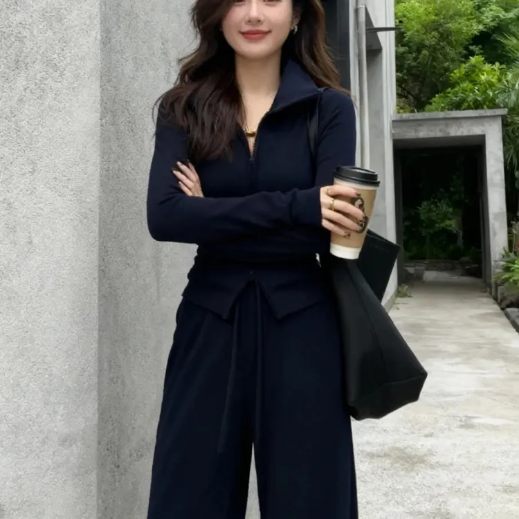 巨好看慵懒松弛感运动套装女秋冬双面绒卫衣外套抽绳阔腿裤两件套