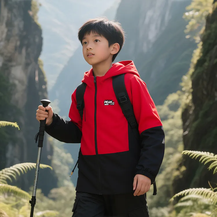 Peak/匹克翻领圆领春秋拼接拉链男字母风衣儿童上衣男童DFK253013