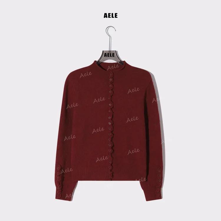 AELE单排多扣红色毛衣半高领秋冬内搭打底针织衫 X855 3693 AD