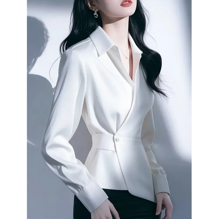 超好看独特漂亮白色衬衫女高级感轻奢减龄洋气小香风上衣2025春季