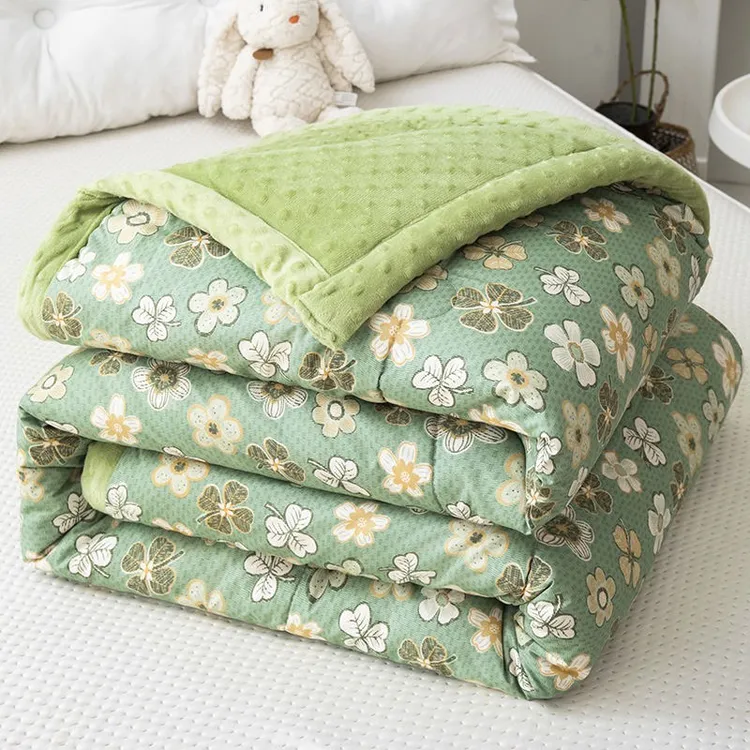 亚朵四季款印花豆豆绒空调被春秋被可机洗被芯单人双人宿舍空调豆