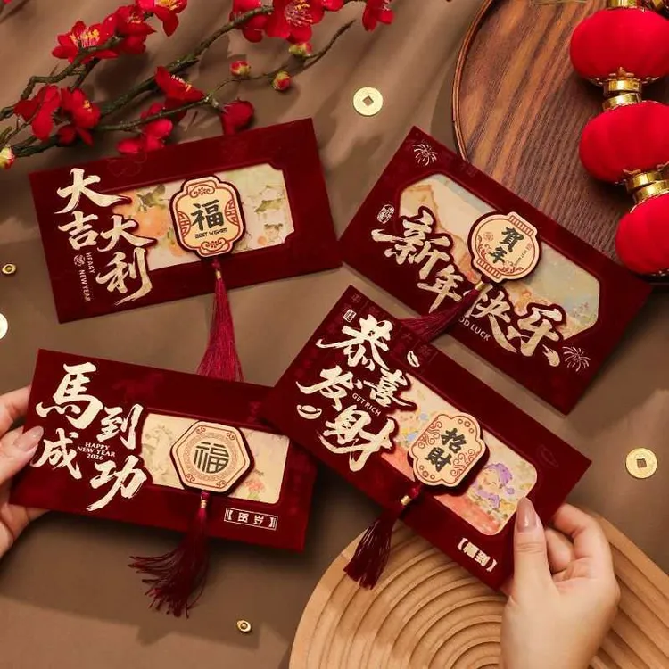 2026新品首发马年创意大红包袋过年拜年压岁包绒面新年利是封