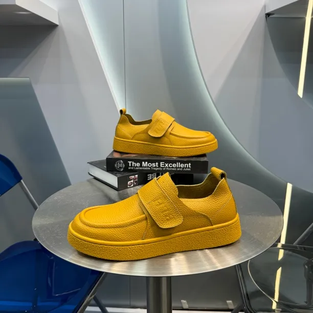 平底四季通用轻质平跟时尚休闲鞋魔术贴皮革拼接休闲风低帮