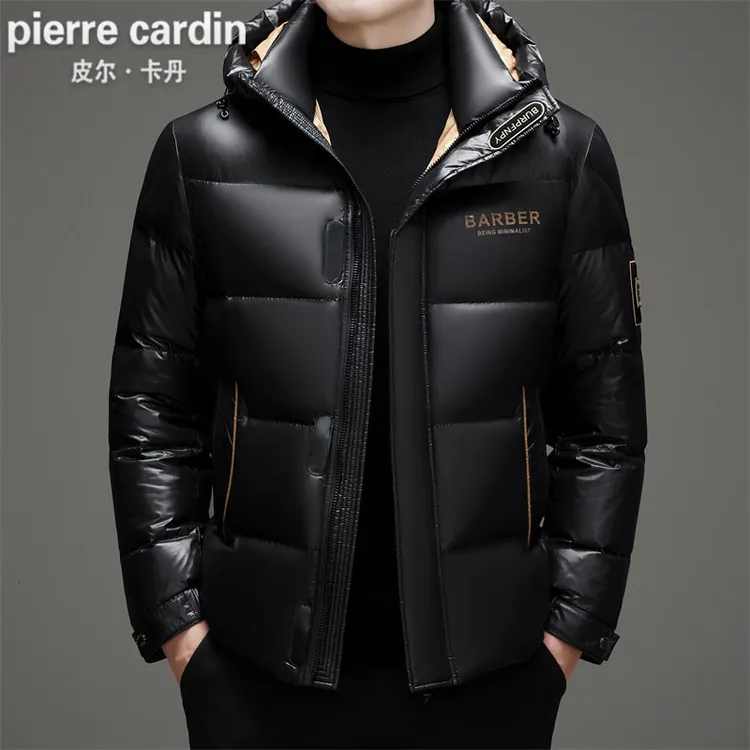 皮尔卡丹2025年冬季新款亮面防水连帽加厚外套男士极寒面包羽绒服