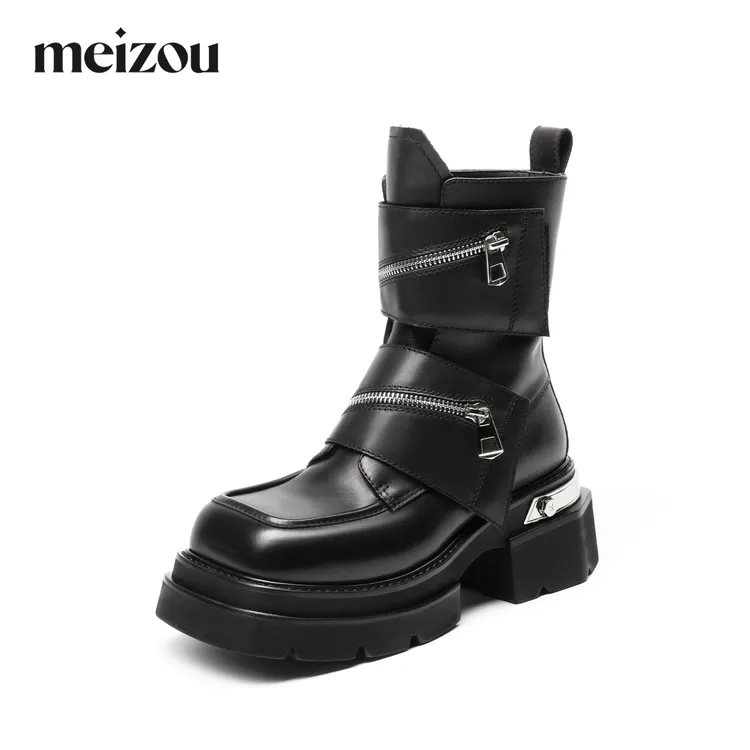 现货A4｜真皮羊里垫潮酷女靴｜半码拍小｜731-01