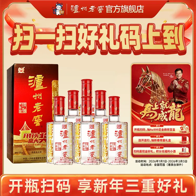 泸州老窖【六年窖头曲酒500ml*6】新品浓香型优级白酒 自饮宴请38度