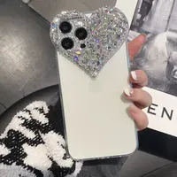 奢华镶钻爱心适用苹果16promax手机壳iPhone15水钻1413硅胶全包12