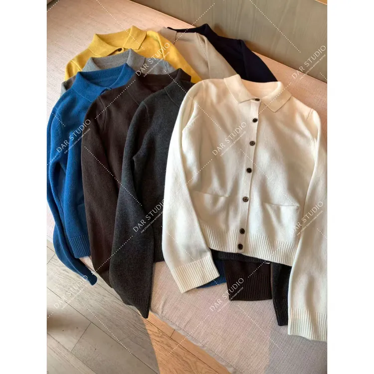 DAR STUDIO 高货【口袋毛衣】100超细baby绵羊毛冬季翻领开衫毛衣