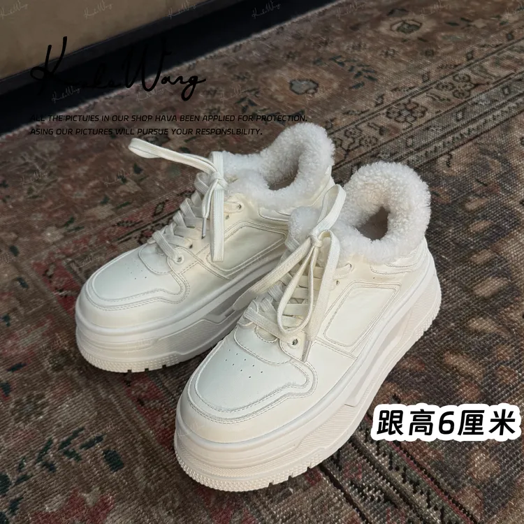 KOKO WANG秋冬简约厚底皮毛一体系带德训休闲鞋X1925J27X03