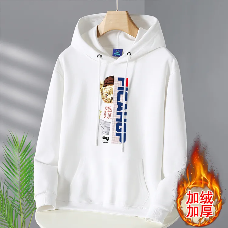 秋冬季男女连帽卫衣加绒加厚百搭潮流套头情侣装休闲时尚打底衫男