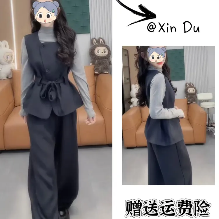 2025秋季新款时尚显瘦气质女士网红洋气三件套百搭款D22918