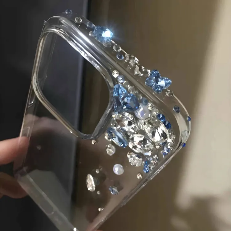 高定款爆闪水钻适用于苹果iPhone16promax手机壳15高透13名媛风12