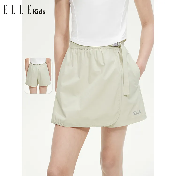 ELLE KIDS 户外运动暗格纹裙裤女童夏季新款裙形休闲短款裤子A1
