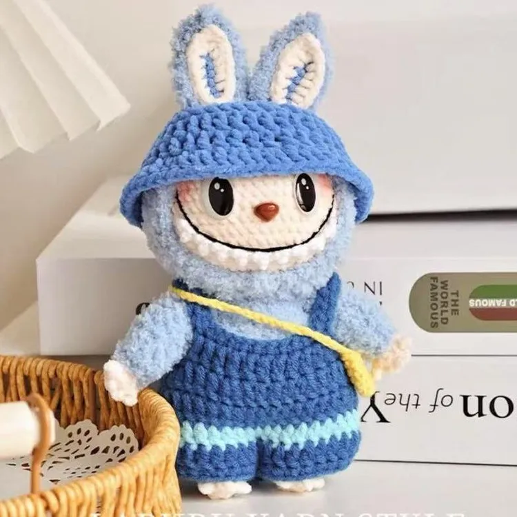 毛线手工编织labubu玩偶挂件diy材料包钩针礼物拉布布公仔娃衣勾