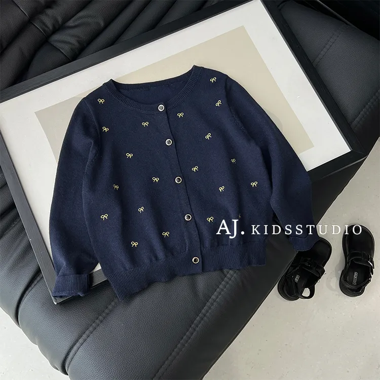 【翩翩蝶舞】秋装儿童蝴蝶结刺绣针织软糯毛衣开衫外套MPG5791