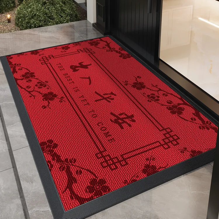 忘忧虫高档红色大门口入户门垫防滑耐脏玄关脚垫家用丙纶进门地毯