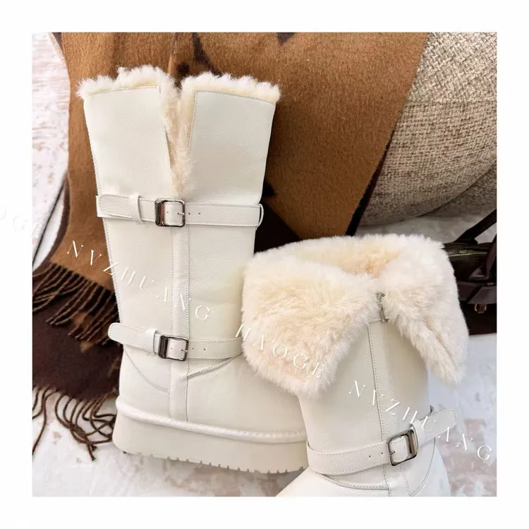 休闲风雪地靴纯色复古港风棉靴通勤冬季极简风欧美风11266