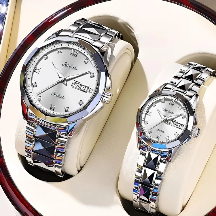 瑞士全自动机械手表女士男士时尚气质情侣一对防水夜光双日历名表