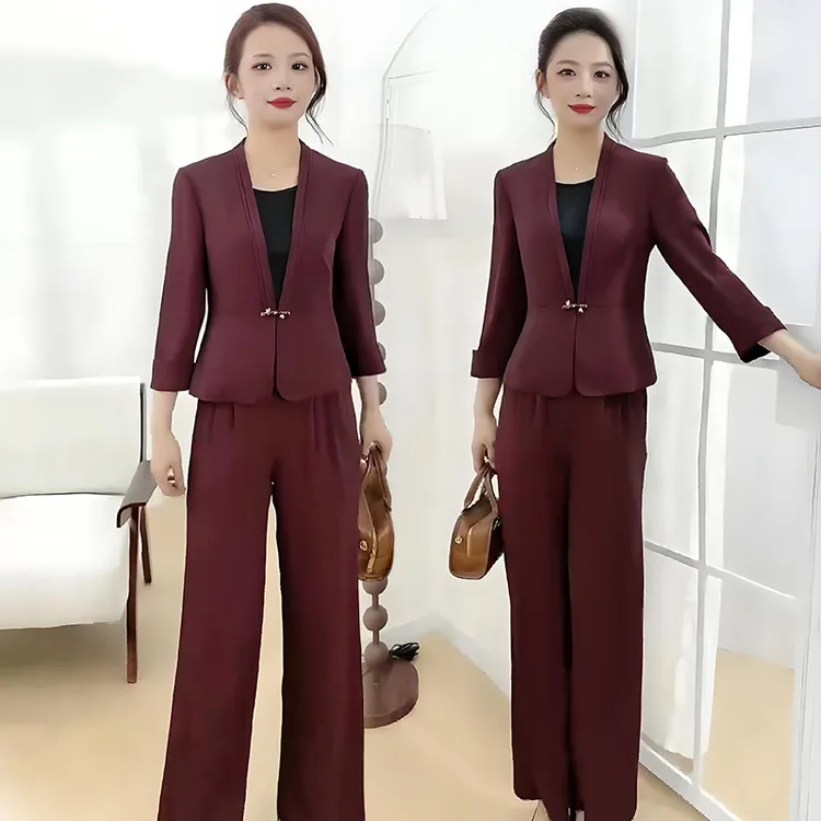 春秋时尚阔腿裤三件套装穿搭一整套女装气质显瘦妈妈女神范裤套装