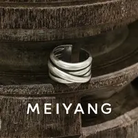 合金戒指 美洋MEIYANG 环序戒指【商场同款】层叠交错开口戒-周一
