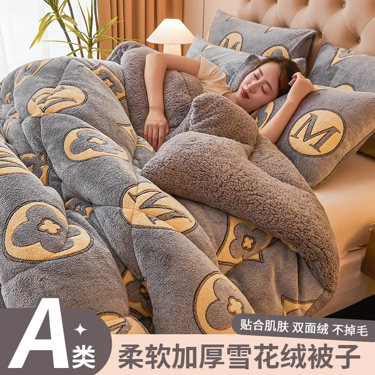 牛奶绒冬被双面加绒棉被被芯加厚保暖秋冬款宿舍仿羊羔绒被褥被子