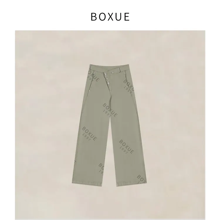 BOXUE “山岛旅人” 2025春款高级感阔腿轻奢牛仔裤 #250311K975