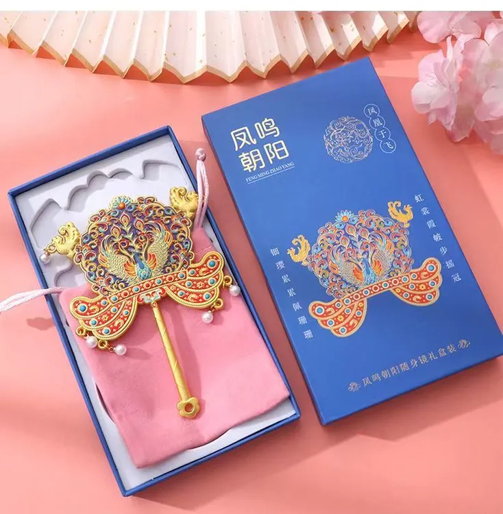 国博凤冠造型文创纪念伴手礼文创化妆镜个性礼物送女朋友闺蜜镜子
