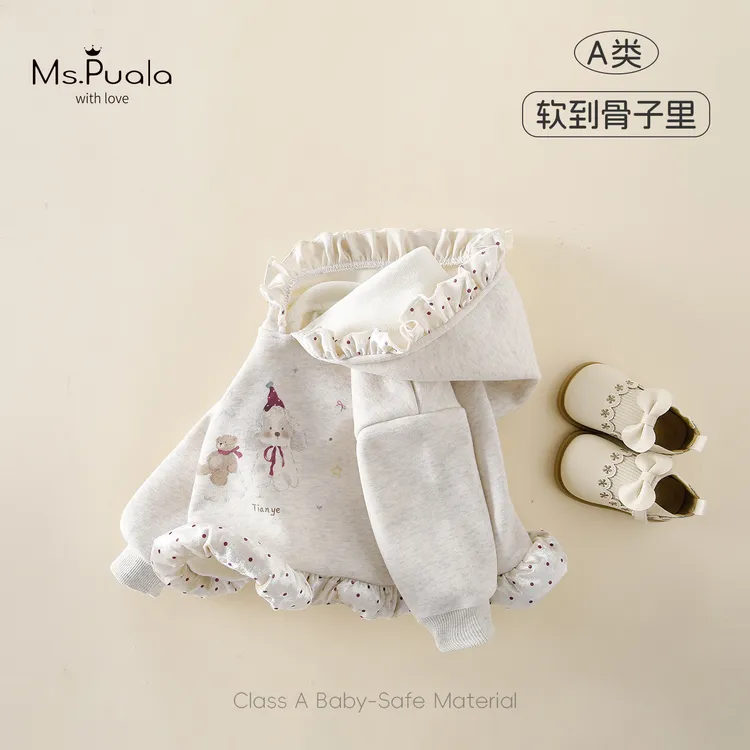 【MsPuala小卷点点】婴幼童女宝宝秋冬款软萌可爱长袖加绒连帽卫衣