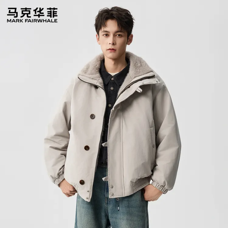 马克华菲【座山雕】男士冬季防风潮流厚款保暖加厚棉衣加绒宽松棉服