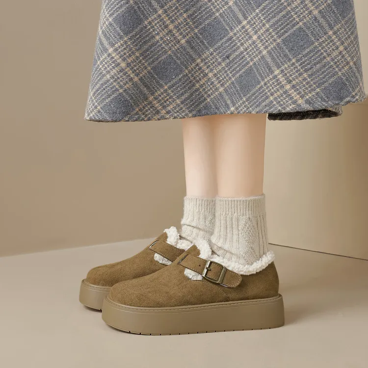 厚底加绒雪地靴2024年冬季新款加厚保暖棉鞋女款单鞋女大码41-42