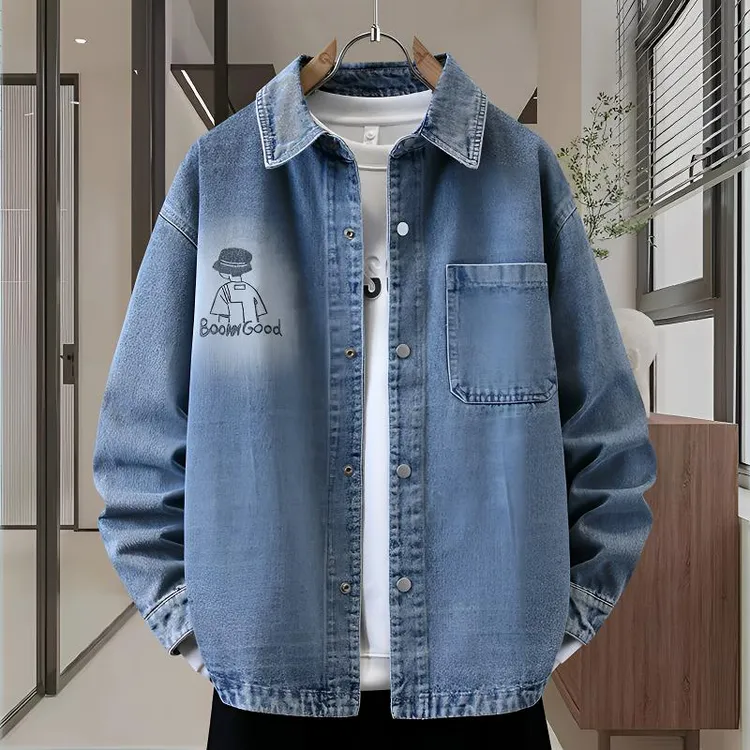 青少年秋季新款男士牛仔夹克学院风时尚潮流百搭帅气学生宽松外套