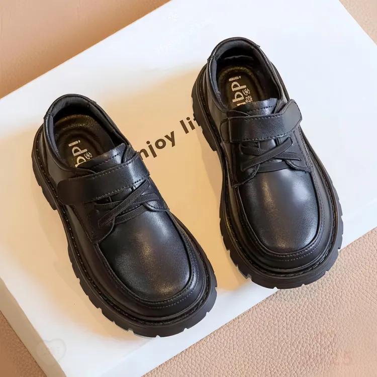 儿童演出皮鞋软底宝宝秋冬英伦风6-12岁真皮爆款男童黑色2025加绒