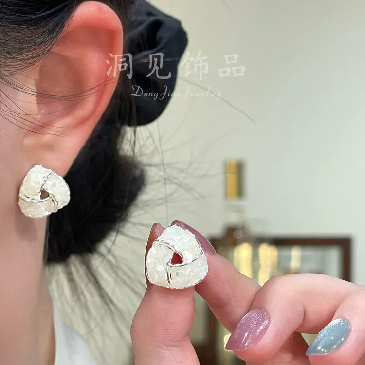  【圣托里尼】手工法式几何瑞丽风简约耳钉轻奢日韩ES692