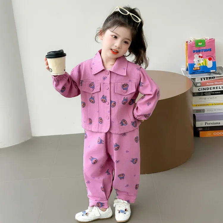 女童牛仔套装秋季2025新款网红炸街儿童女宝宝洋气时髦秋装两件套