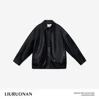 LIURUONAN 25FL【夏洛克皮衣】美式复古翻领短外套秋季宽松显瘦上衣
