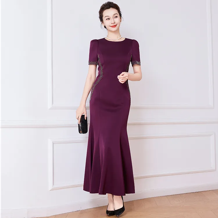 德国喜妈妈婚宴礼服高端轻奢高级感贵气喜婆婆敬酒晚礼服鱼尾连衣