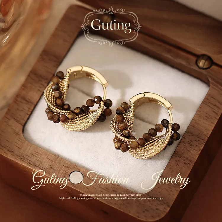 铜合金耳饰 22676缠绕扭曲麻花耳环女轻奢高级感秋冬耳饰耳钉