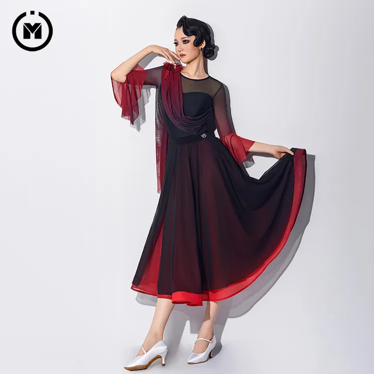 IAMYC摩登舞服双层渐变大摆鱼骨半身裙套装B10154+B20122