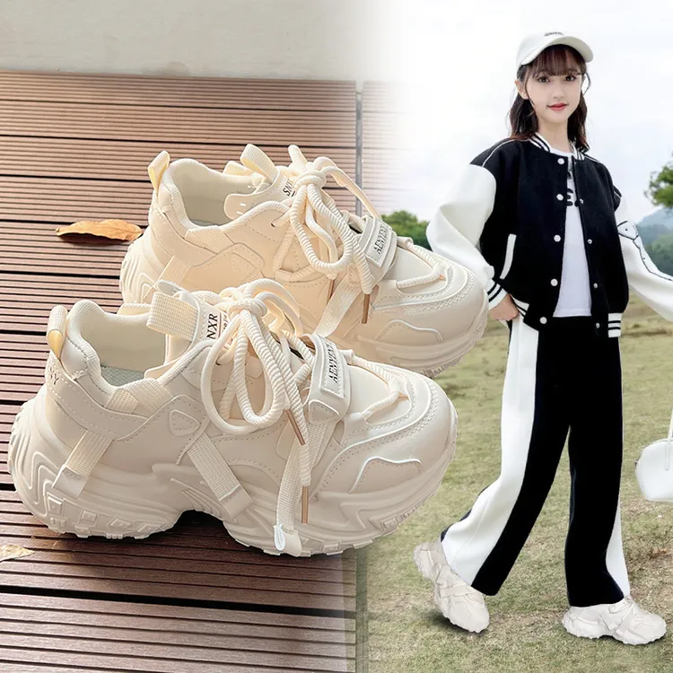 女童运动鞋2025新款学生老爹鞋小女孩百搭ins休闲鞋学生小白鞋