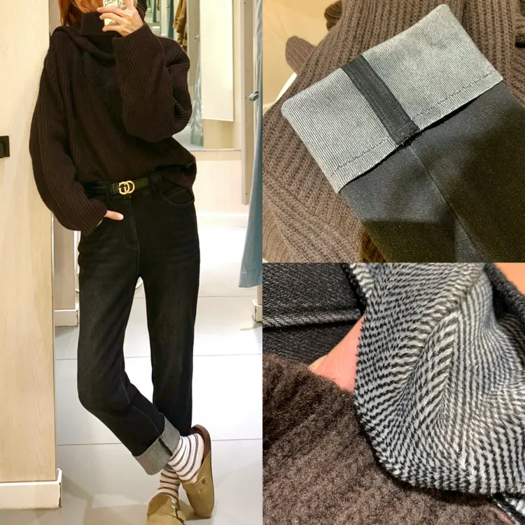 品牌下单同款 鹅绒芯蛋卷法棍保暖靴裤牛仔裤九分