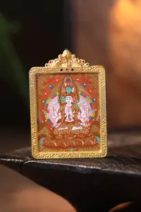 【嘉一昭愿】热贡大师手绘·三十六臂观音唐卡吊坠5*4cm