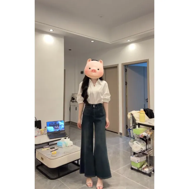 MARIE.COCO法式通勤高级感白色POLO领短袖衬衫上衣直筒牛仔裤套装