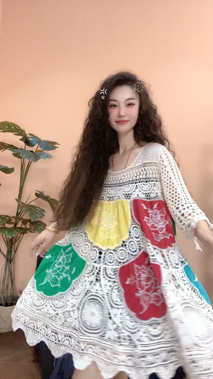 museguhui/木色古汇5519#拼布拼接镂空百搭气质休闲时尚上衣
