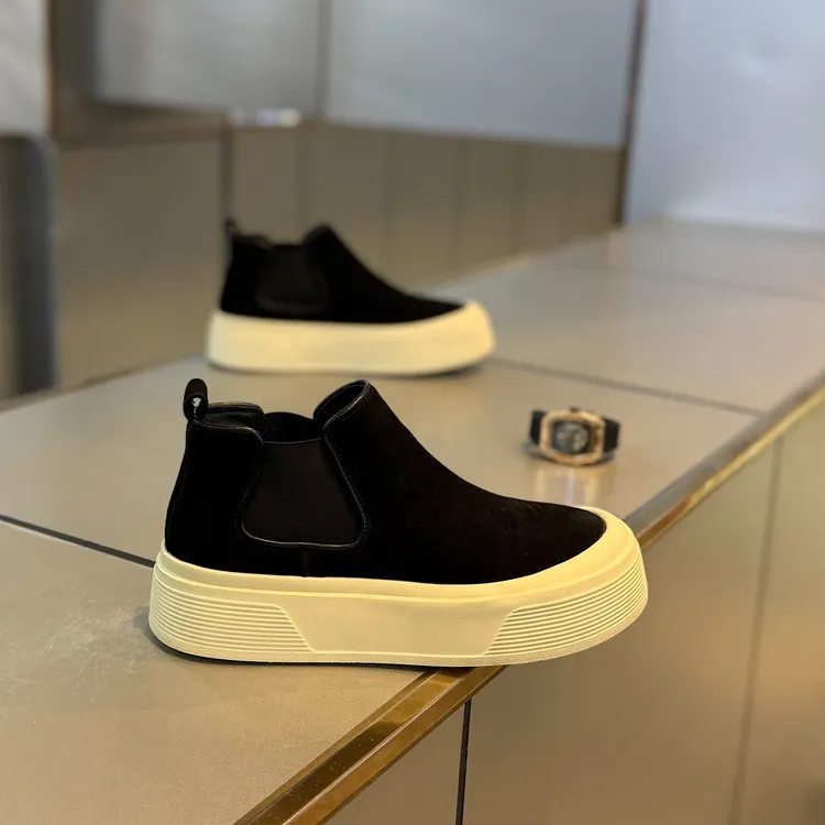 厚底男鞋加绒棉鞋时尚休闲风男士鞋子高级感轻奢复古高帮鞋潮款鞋