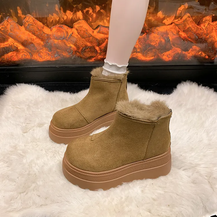卓诗尼小个子雪地靴增高7CM女鞋靴2025冬季新款加绒保暖防滑短靴