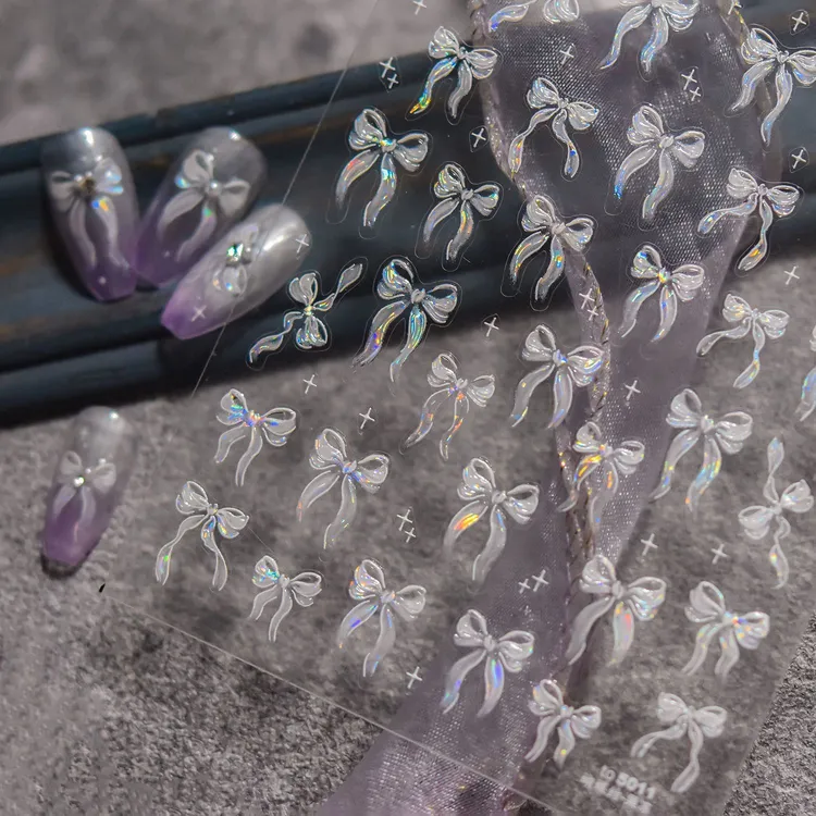 2025极光蕾丝蝴蝶结美甲贴纸ins纯欲少女高颜值bape打火机diy贴纸